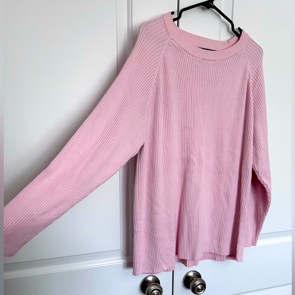 Light pink, brunette the label ribbed sweater